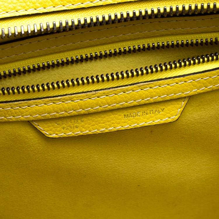 Pre Owned Celine Yellow Leather Micro Luggage Tote