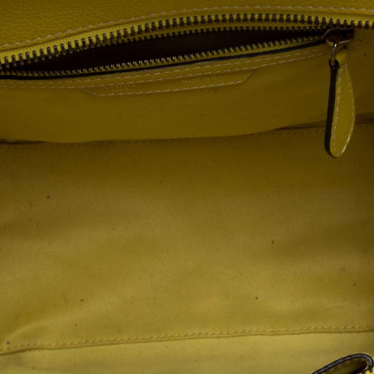 Pre Owned Celine Yellow Leather Micro Luggage Tote