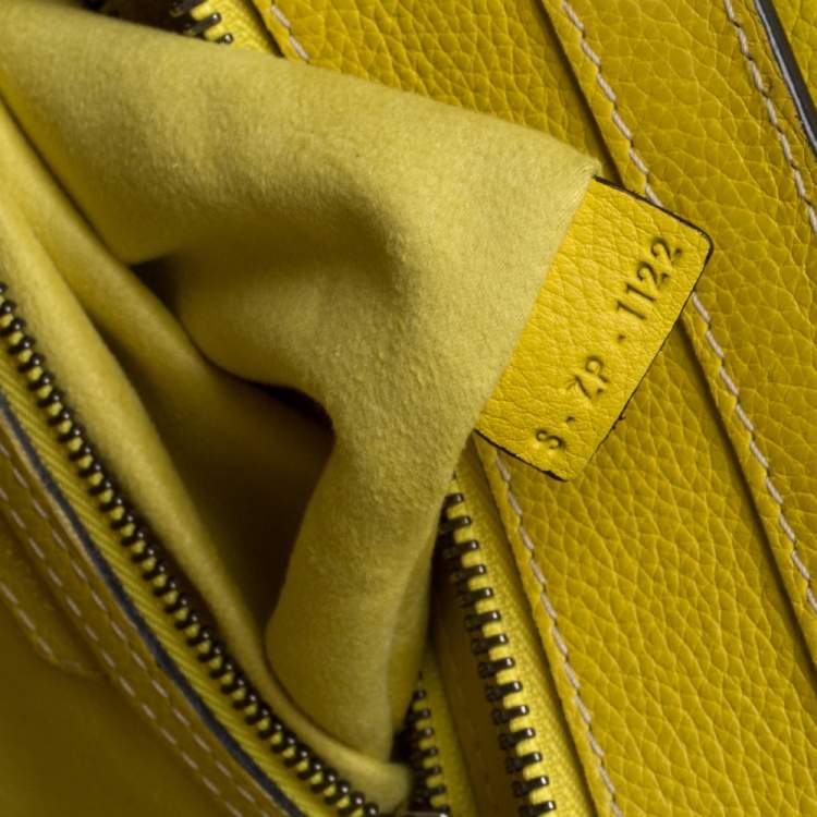 Pre Owned Celine Yellow Leather Micro Luggage Tote