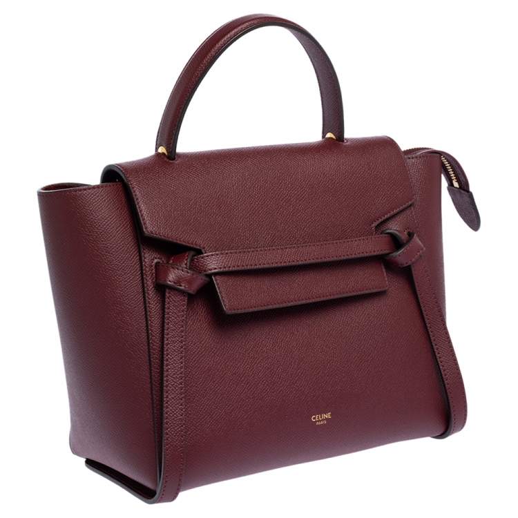 Pre Owned Celine Red Leather Micro Belt Top Handle Bag