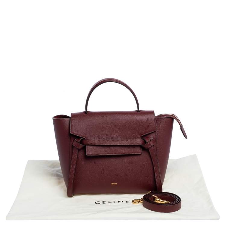 Pre Owned Celine Red Leather Micro Belt Top Handle Bag