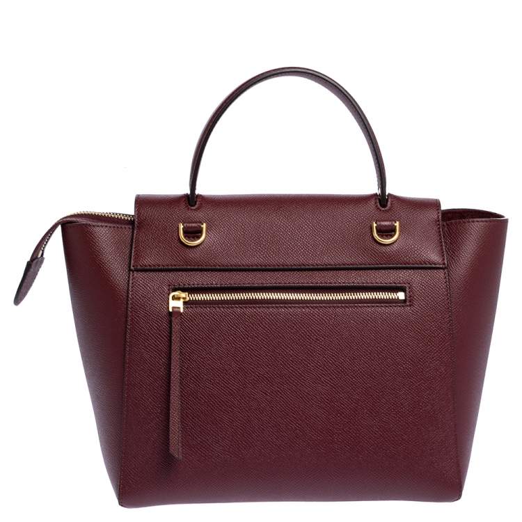 Pre Owned Celine Red Leather Micro Belt Top Handle Bag