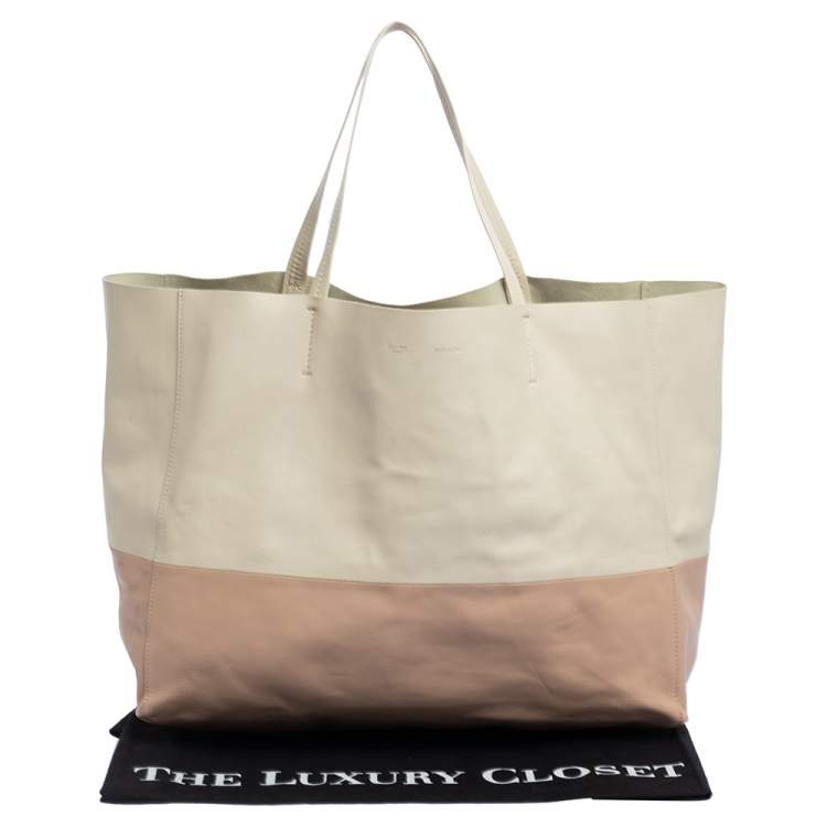 Pre Owned Celine Nude/Light Beige Leather Horizontal Cabas Tote