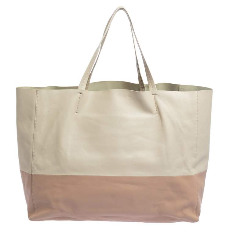Pre Owned Celine Nude/Light Beige Leather Horizontal Cabas Tote