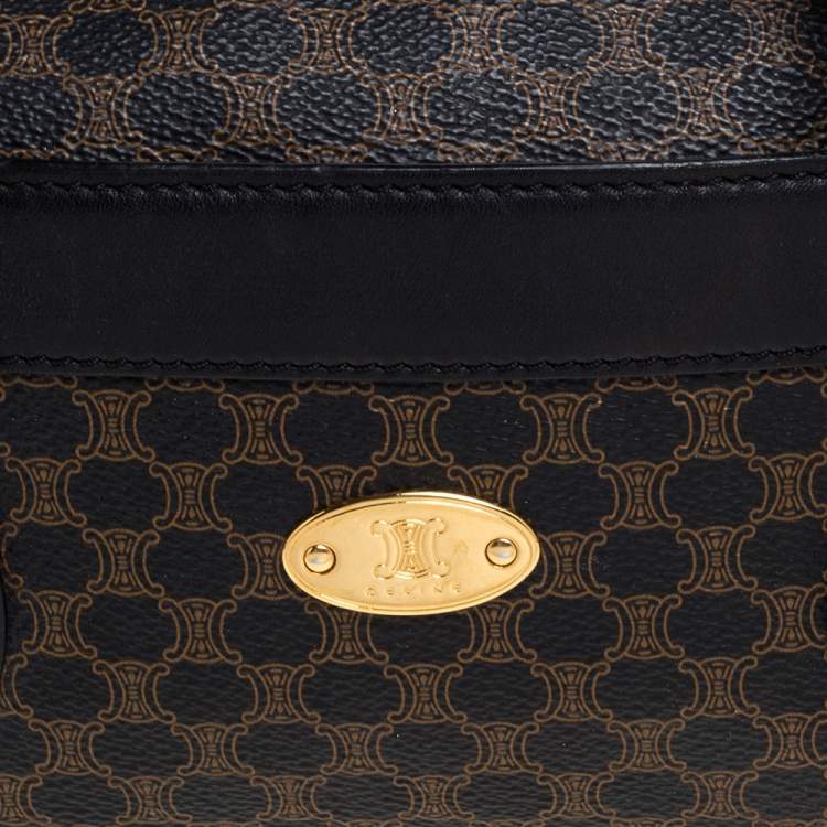 Pre Owned Celine Black Macadam Coated Canvas and Leather Satchel