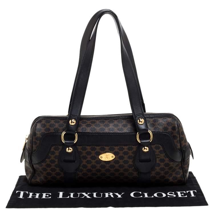 Pre Owned Celine Black Macadam Coated Canvas and Leather Satchel