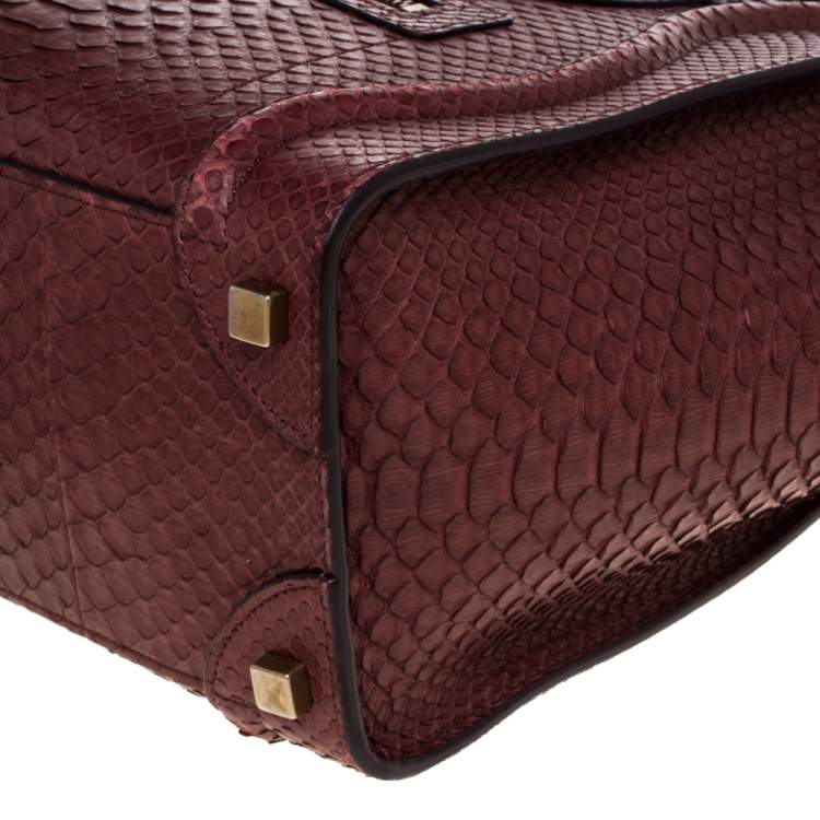 Pre Owned Celine Burgundy Python Micro Luggage Tote
