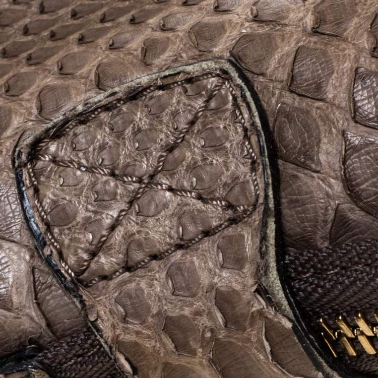 Pre Owned Celine Grey Python Micro Luggage Tote
