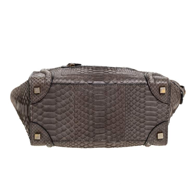 Pre Owned Celine Grey Python Micro Luggage Tote