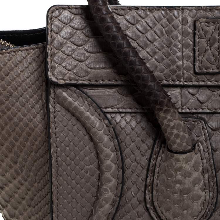 Pre Owned Celine Grey Python Micro Luggage Tote