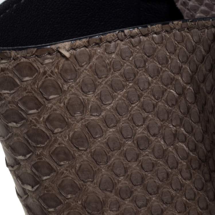 Pre Owned Celine Grey Python Micro Luggage Tote