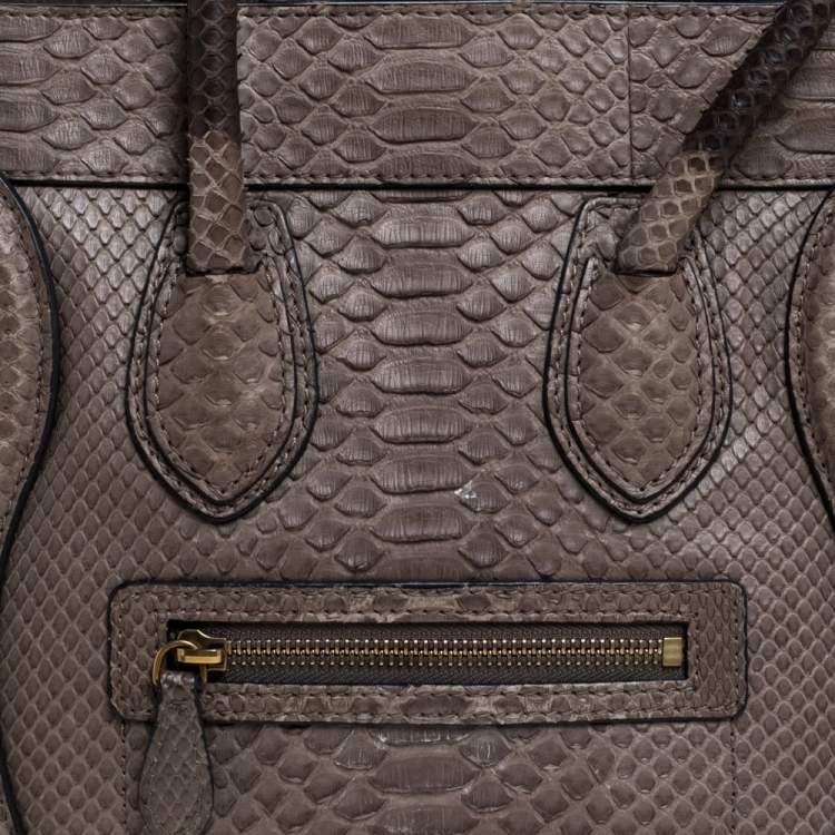 Pre Owned Celine Grey Python Micro Luggage Tote