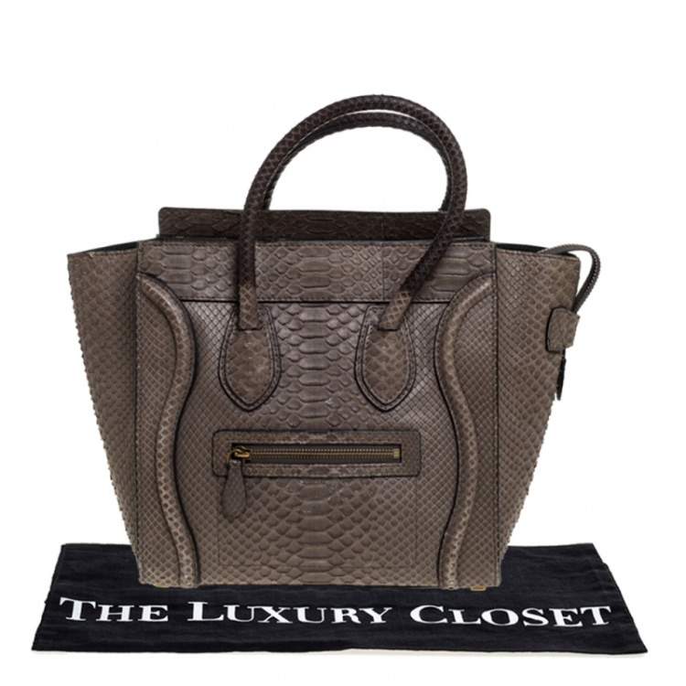 Pre Owned Celine Grey Python Micro Luggage Tote