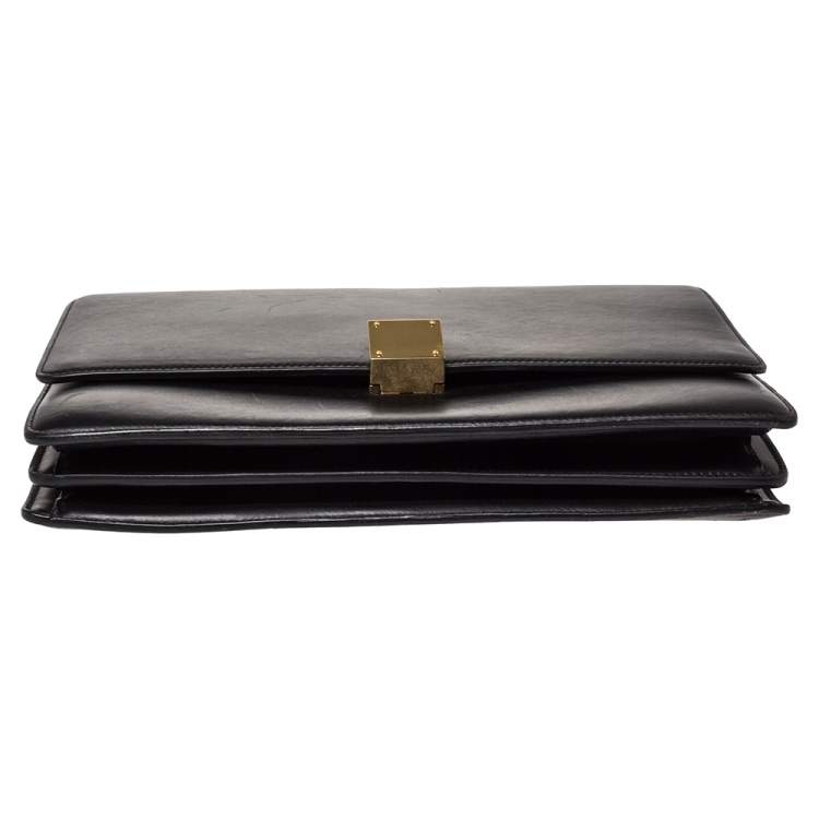 Pre Owned Celine Black Leather Large Case Flap Chain Bag