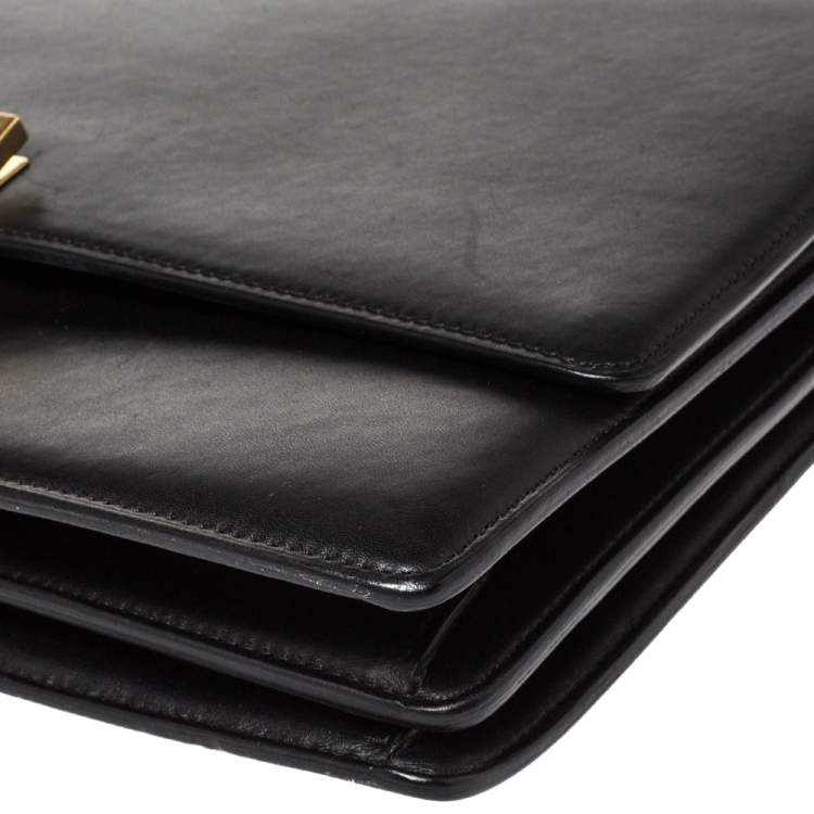 Pre Owned Celine Black Leather Large Case Flap Chain Bag