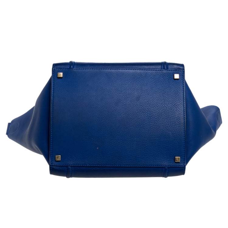 Pre Owned Celine Blue Leather Medium Phantom Luggage Tote 