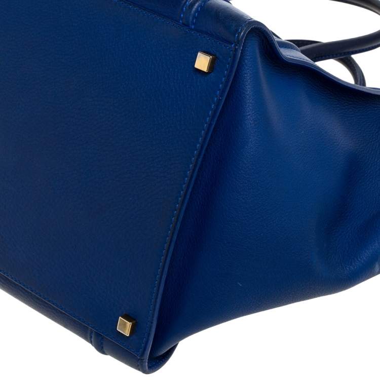 Pre Owned Celine Blue Leather Medium Phantom Luggage Tote 