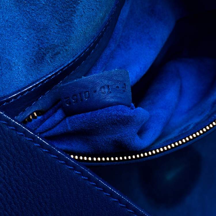 Pre Owned Celine Blue Leather Medium Phantom Luggage Tote 