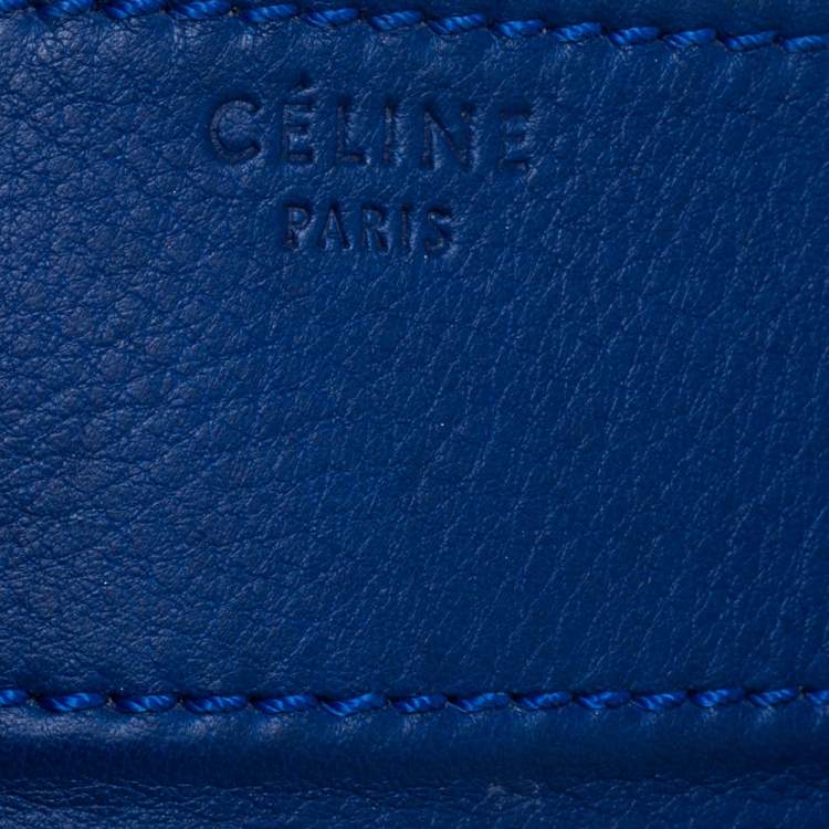 Pre Owned Celine Blue Leather Medium Phantom Luggage Tote 