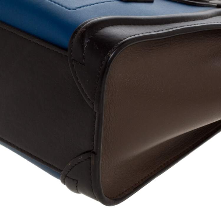 Pre Owned Celine Tri Color Leather Nano Luggage Tote