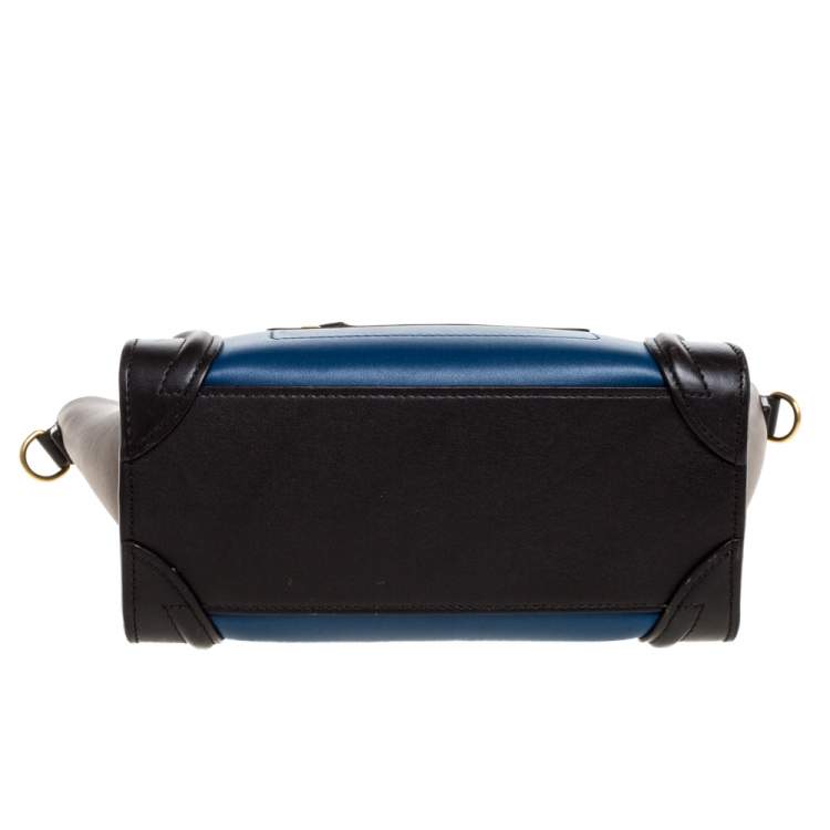 Pre Owned Celine Tri Color Leather Nano Luggage Tote
