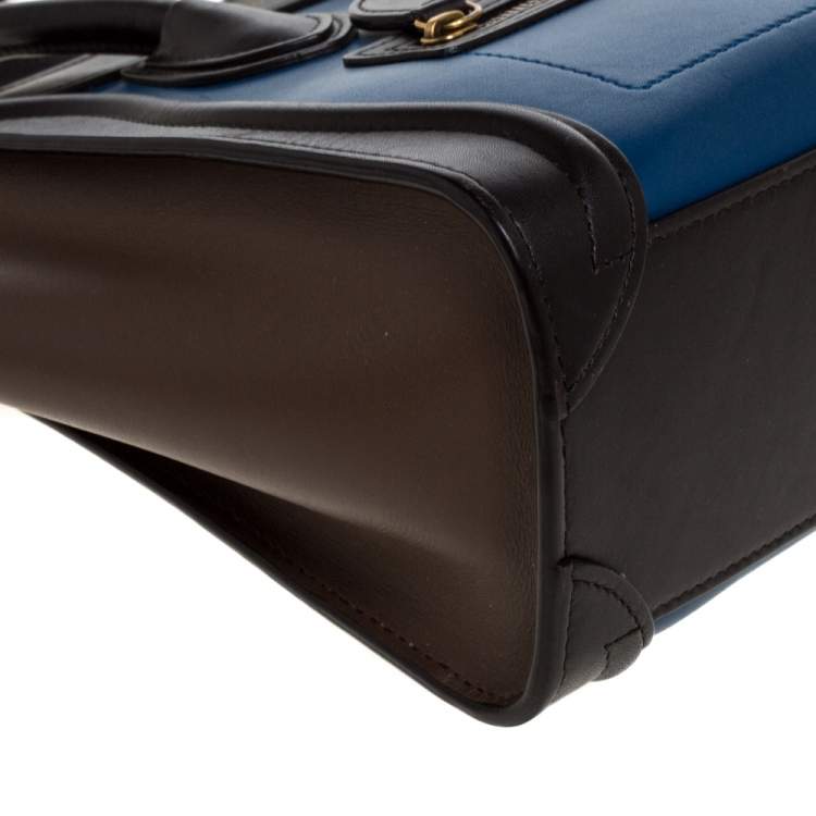 Pre Owned Celine Tri Color Leather Nano Luggage Tote