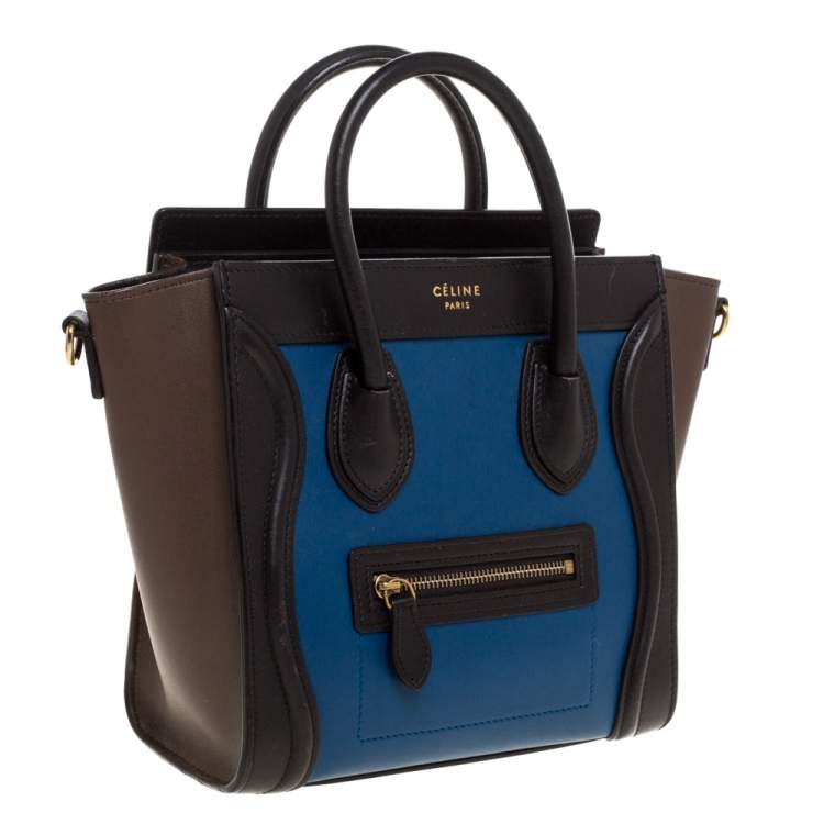 Pre Owned Celine Tri Color Leather Nano Luggage Tote