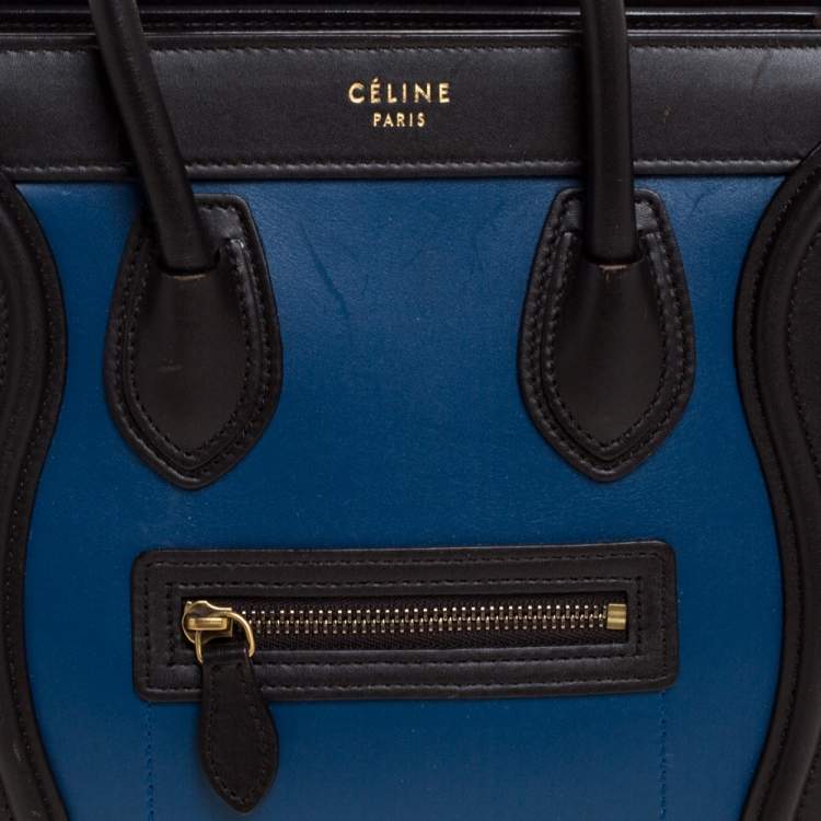 Pre Owned Celine Tri Color Leather Nano Luggage Tote