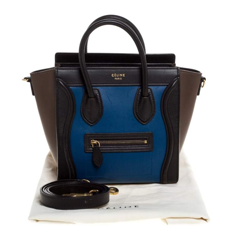 Pre Owned Celine Tri Color Leather Nano Luggage Tote