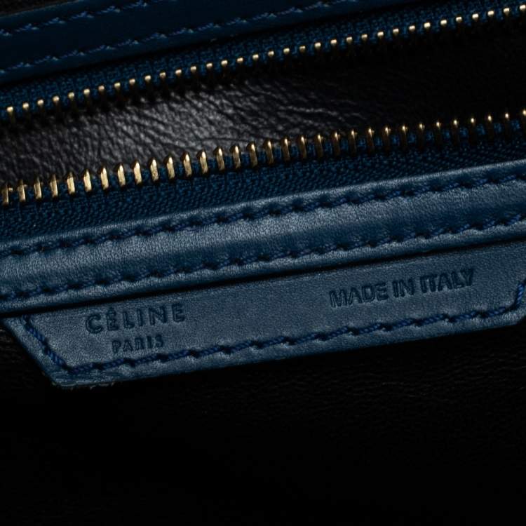Pre Owned Celine Blue/Black Leather Mini Luggage Tote