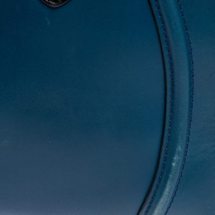Pre Owned Celine Blue/Black Leather Mini Luggage Tote
