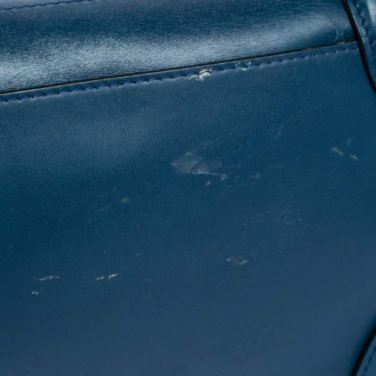 Pre Owned Celine Blue/Black Leather Mini Luggage Tote