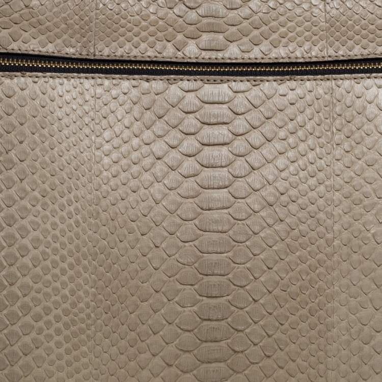 Pre Owned Celine Light Olive Green Python Medium Edge Top Handle Bag