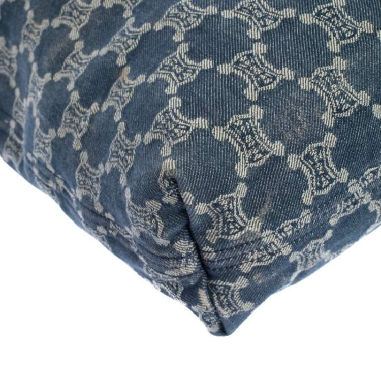 Pre Owned Celine Blue Macadam Denim and Leather Tote