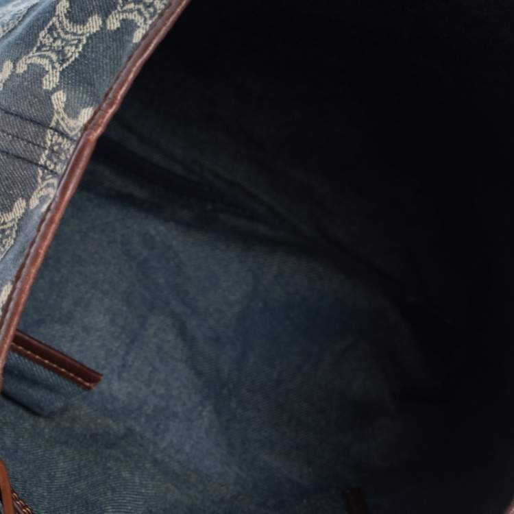 Pre Owned Celine Blue Macadam Denim and Leather Tote