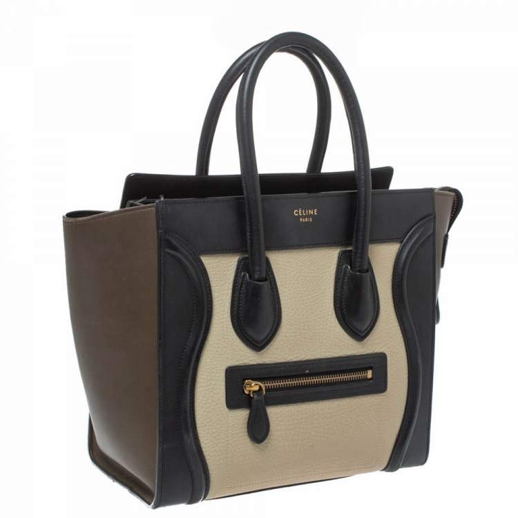 Pre Owned Celine Tri Color Leather Micro Luggage Tote