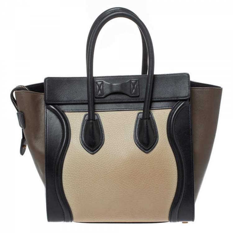 Pre Owned Celine Tri Color Leather Micro Luggage Tote