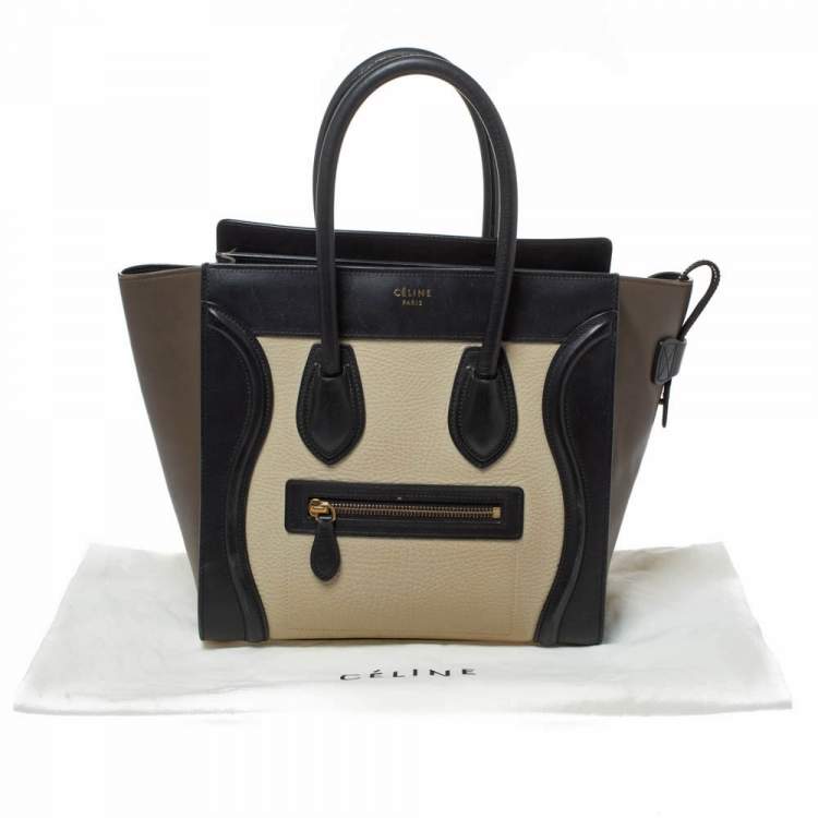 Pre Owned Celine Tri Color Leather Micro Luggage Tote