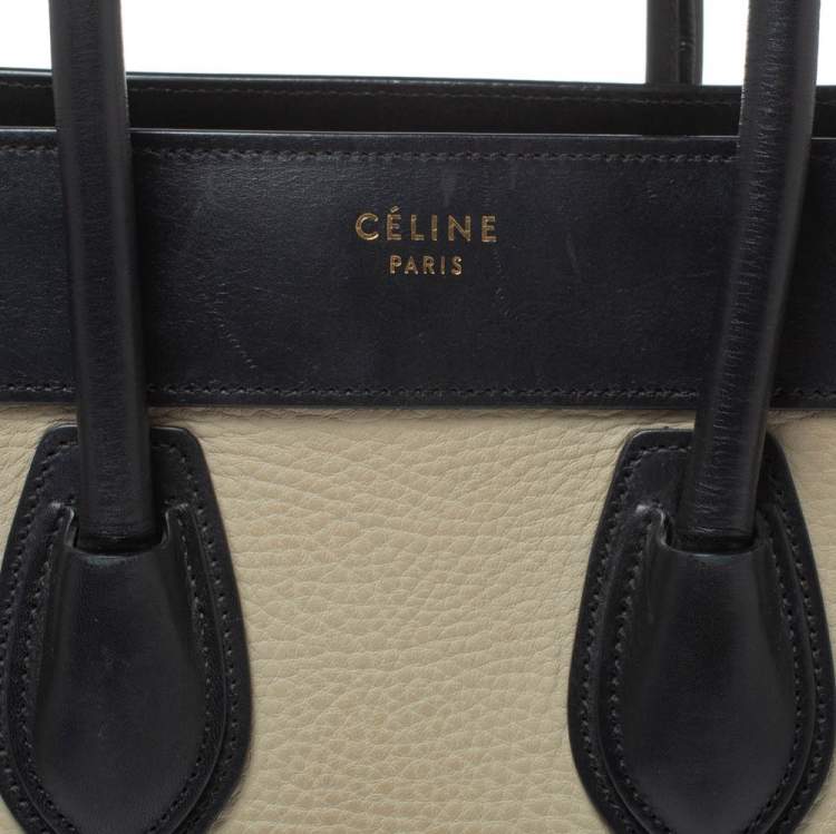 Pre Owned Celine Tri Color Leather Micro Luggage Tote