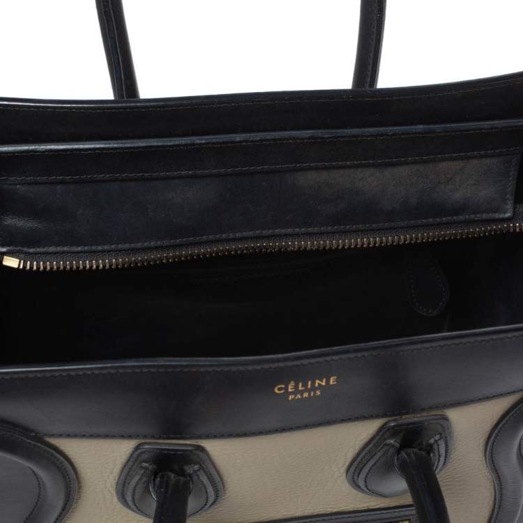 Pre Owned Celine Tri Color Leather Micro Luggage Tote