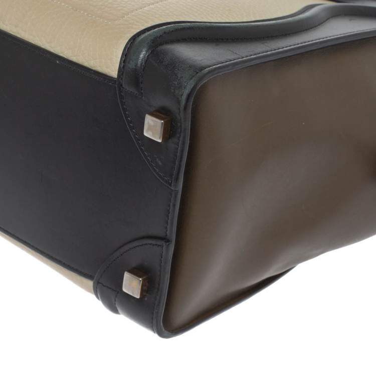 Pre Owned Celine Tri Color Leather Micro Luggage Tote