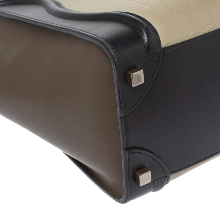 Pre Owned Celine Tri Color Leather Micro Luggage Tote