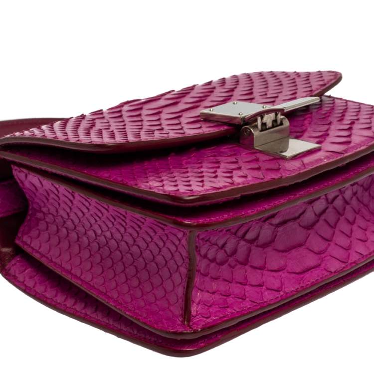 Pre Owned Celine Purple Python Small Classic Box Flap Bag