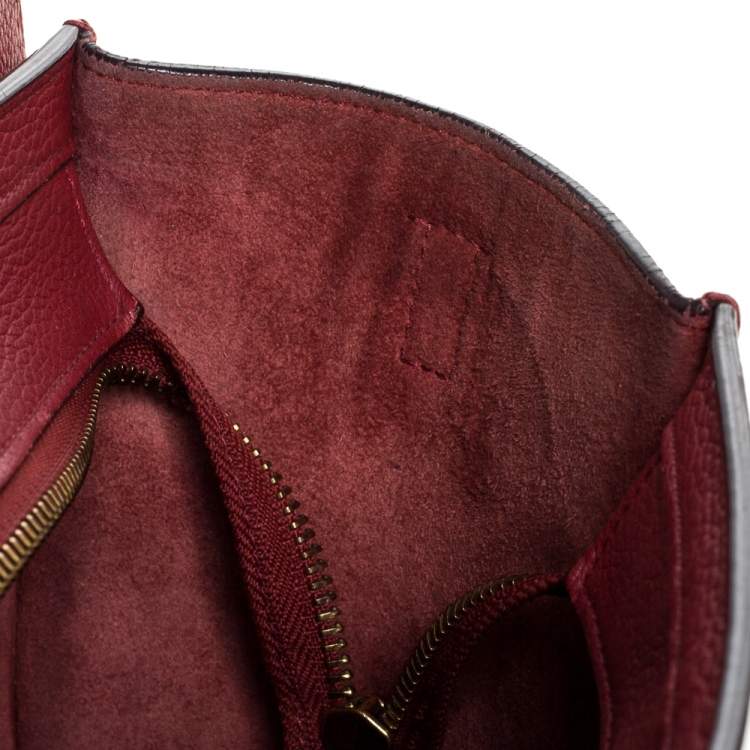 Pre Owned Celine Red Leather Nano Luggage Tote