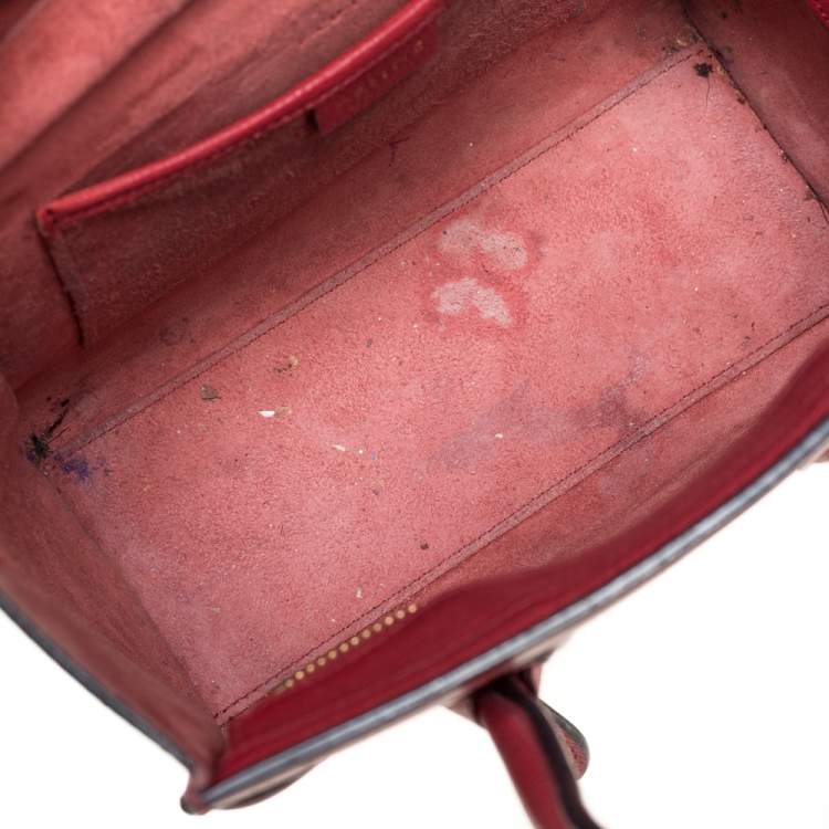 Pre Owned Celine Red Leather Nano Luggage Tote