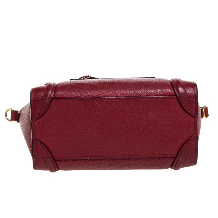 Pre Owned Celine Red Leather Nano Luggage Tote
