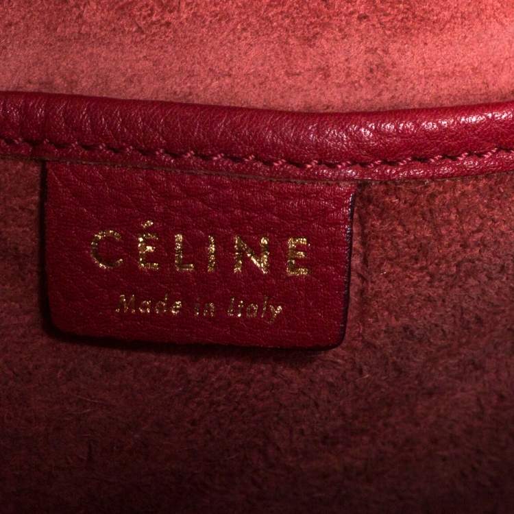 Pre Owned Celine Red Leather Nano Luggage Tote