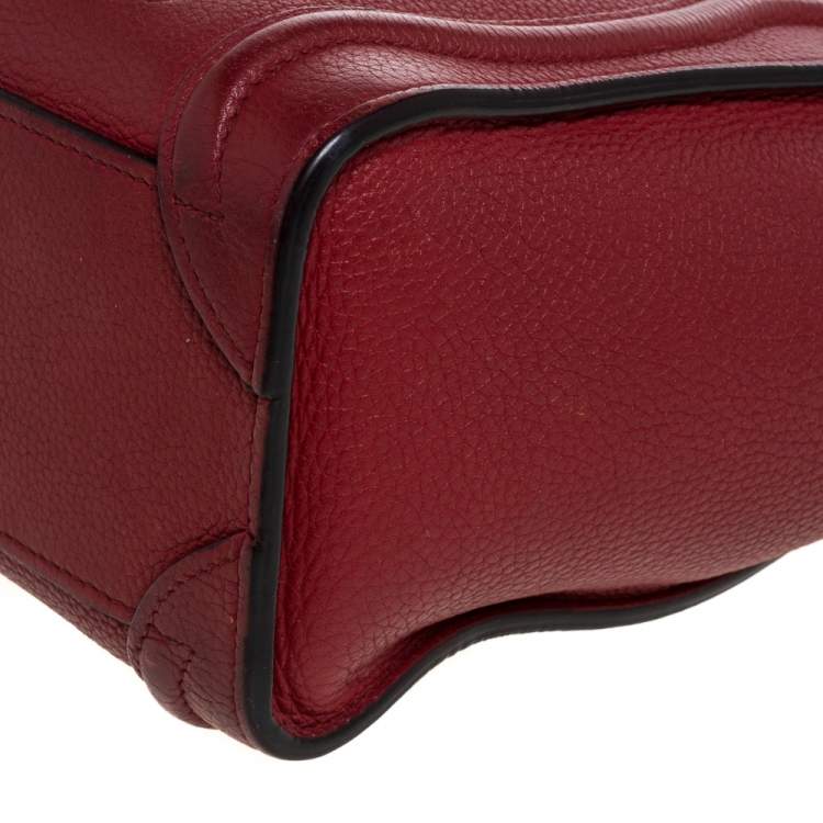 Pre Owned Celine Red Leather Nano Luggage Tote