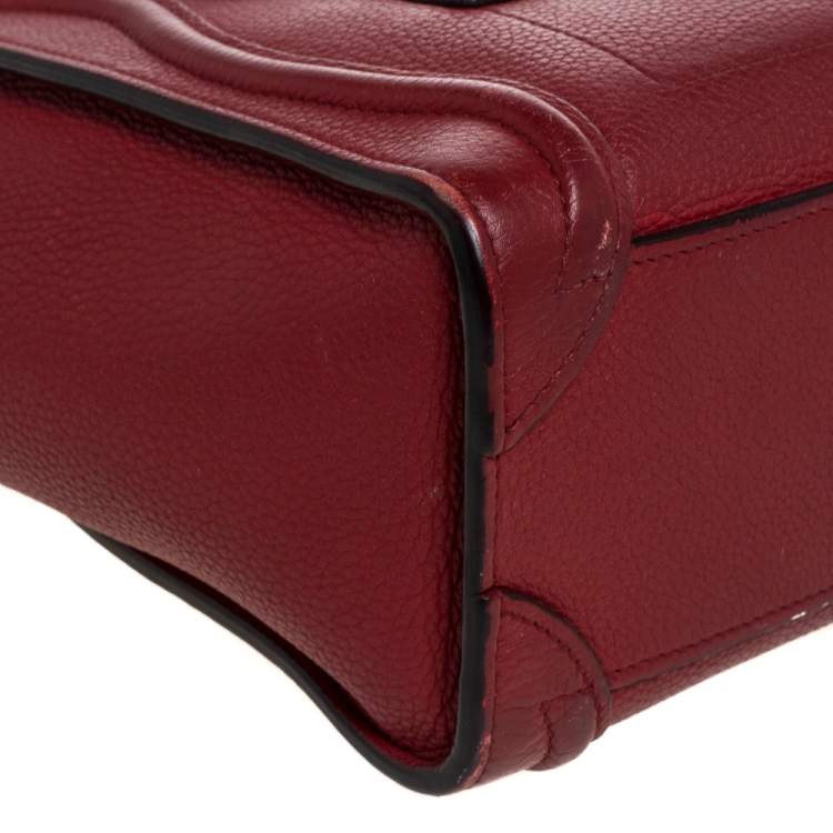 Pre Owned Celine Red Leather Nano Luggage Tote