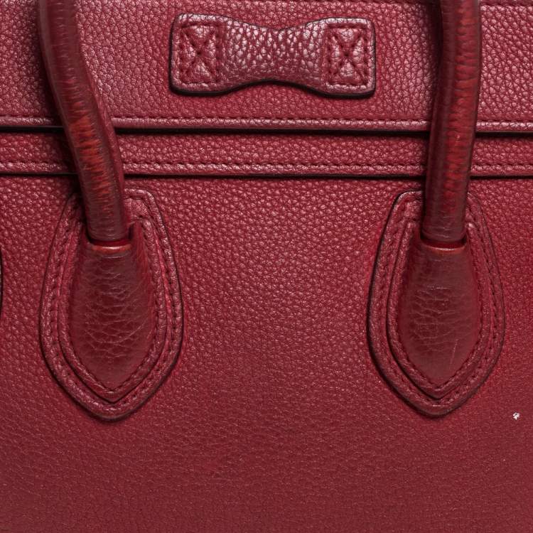 Pre Owned Celine Red Leather Nano Luggage Tote
